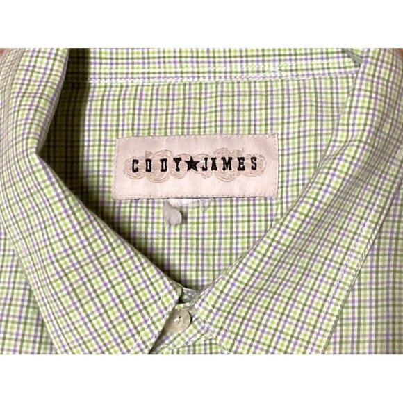 CODY JAMES LONG SLEEVE PEARL SNAP SHIRT SIZE 2XL GREEN PLAID WESTERN COWBOY MENS - Picture 3 of 4